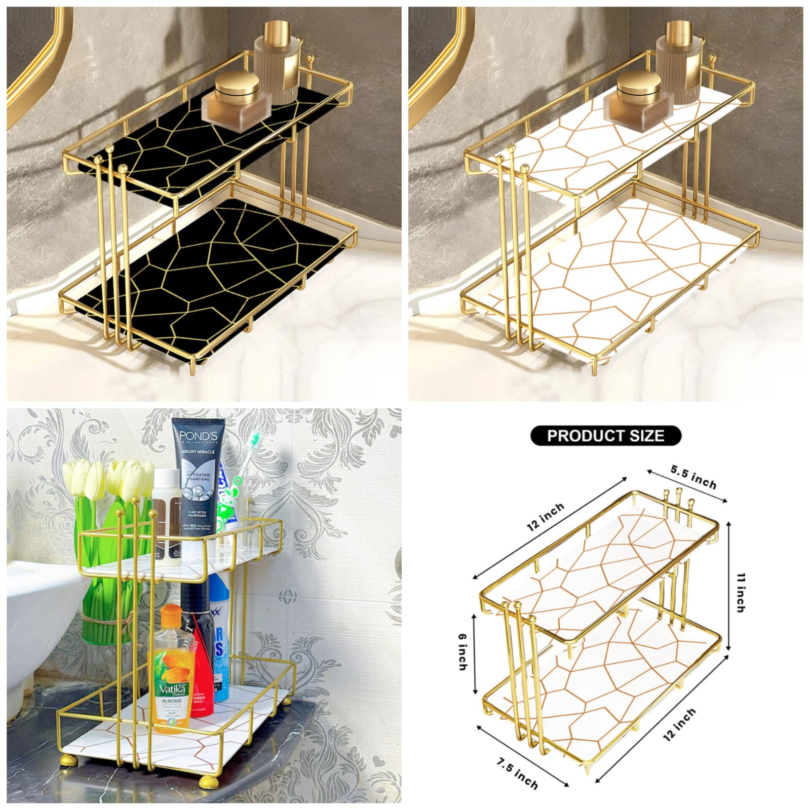 2 Tier Acrylic Bathroom Organizer Shelf, Waterproof Makeup Storage Rack, Desktop Cosmetic Lipstick Skincare Shampoo Holder Home 2 Tier Acrylic Bathroom Organizer Shelf, Waterproof Makeup Storage Rack, Desktop Cosmetic Lipstick Skincare Shampoo Holder Home